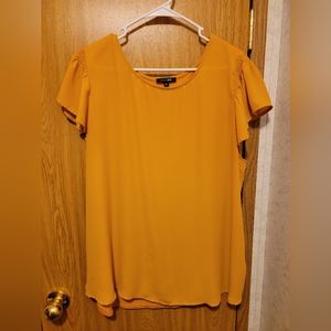 Briarwood mixed material flutter sleeve blouse